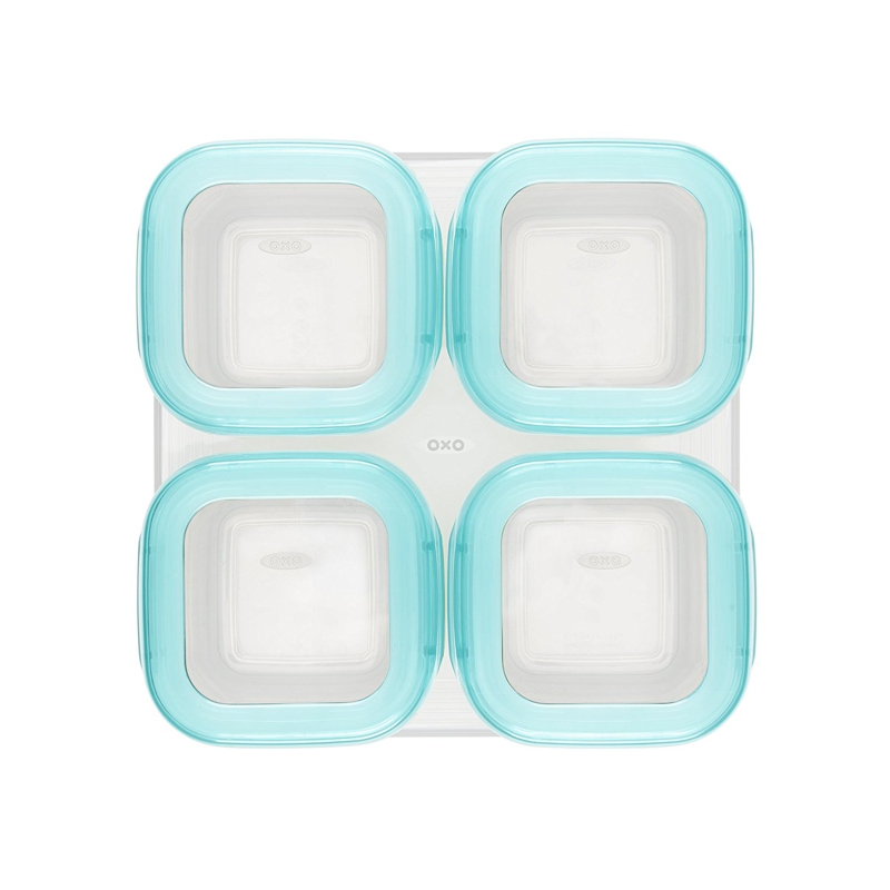 OXO Tot Baby Glass Baby Blocks Storage Containers, 4 oz - Teal