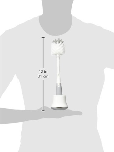 OXO TOT Bottle Brush with Bristled Cleaner & Stand - Gray