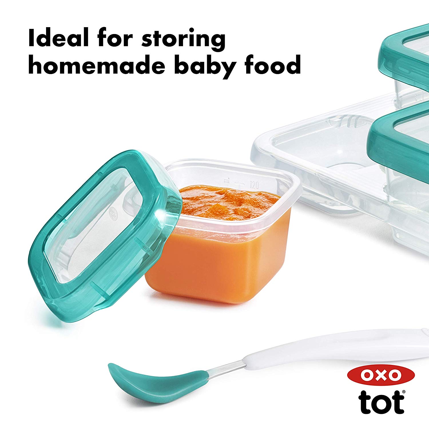 OXO Tot Baby Glass Baby Blocks Storage Containers, 4 oz - Teal – Traveling  Tikes